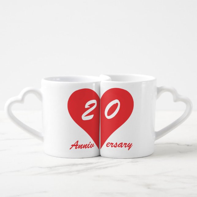 20th Wedding Anniversary Coffee Mug Set (Front Nesting)