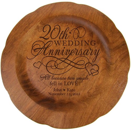 20th Wedding Anniversary Decorative Wooden Plate