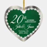 20th Emerald Wedding Anniversary Keepsake Design Ornament