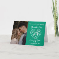 20th Wedding Anniversary emerald green heart Card