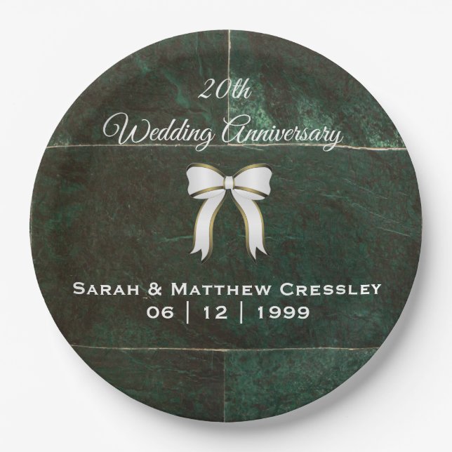 20th Wedding Anniversary Emerald Green Plates (Front)