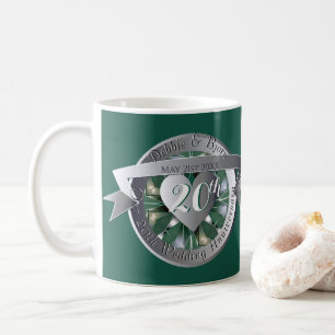 20th Wedding Anniversary Emerald Heart Medallion  Coffee Mug