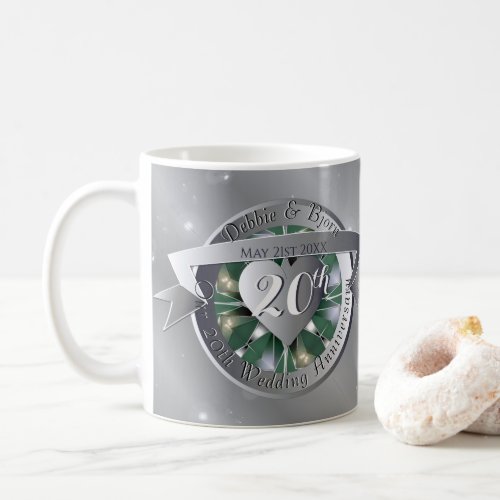 20th Wedding Anniversary Emerald Platinum Coffee Mug