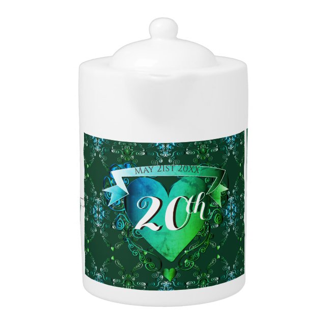 20th Wedding Anniversary Emerald Teapot (Front)
