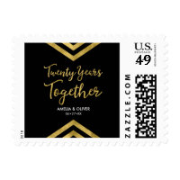 20th Wedding Anniversary Faux Gold Chevron Postage