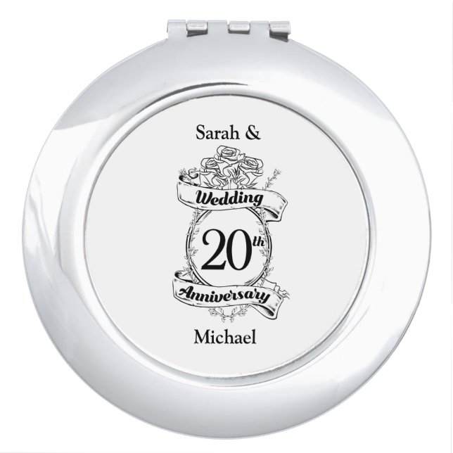 20th Wedding Anniversary Flowers Compact Mirror (Front)