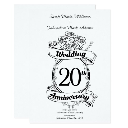 20th Wedding Anniversary Flowers Invitation