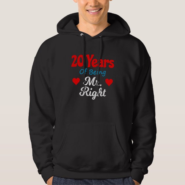 20th Wedding Anniversary for Men Him Mr Right Husb Hoodie (Front)
