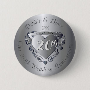 20th Wedding Anniversary Hear Emblem Button