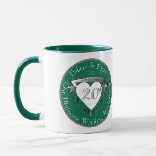 20th Wedding Anniversary Heart Emerald Mug