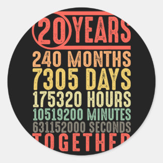 20th Wedding Anniversary Him Her Matching Couples Classic Round Sticker