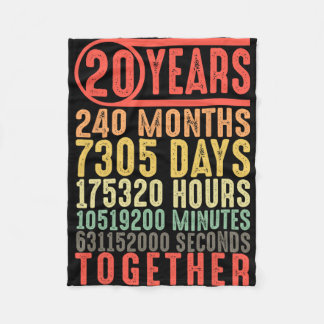 20th Wedding Anniversary Him Her Matching Couples Fleece Blanket