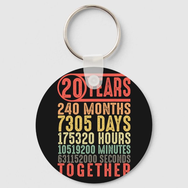 20th Wedding Anniversary Him Her Matching Couples  Keychain (Front)