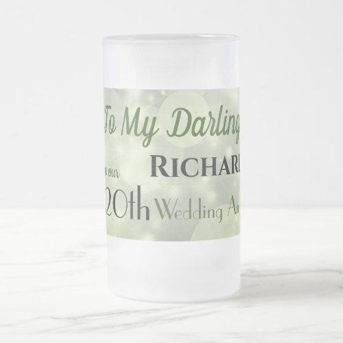 20th Wedding Anniversary Husband Frosted Glass Beer Mug