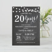 20th Wedding Anniversary Invitation Chalkboard (Standing Front)