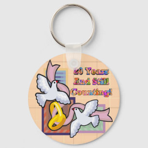 20th Wedding Anniversary Keychain