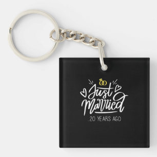 20th Wedding Anniversary Keychain