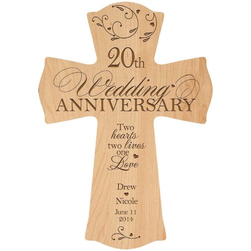 20th Wedding Anniversary Maple Cross Wall Sign