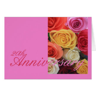 20th Wedding Anniversary mixed rose bouquet Card