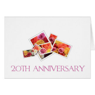 20th Wedding Anniversary mixed rose bouquet Card