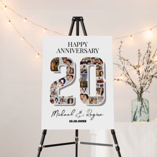 20th Wedding Anniversary Number 20 Photo Collage Foam Board