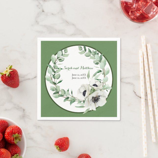 20th Wedding Anniversary Party Floral Paper Napkin (Insitu)