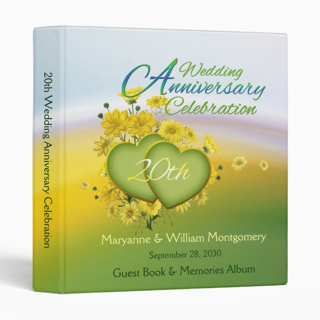 20th Wedding Anniversary Party Guest Book 3 Ring Binder (Front/Spine)