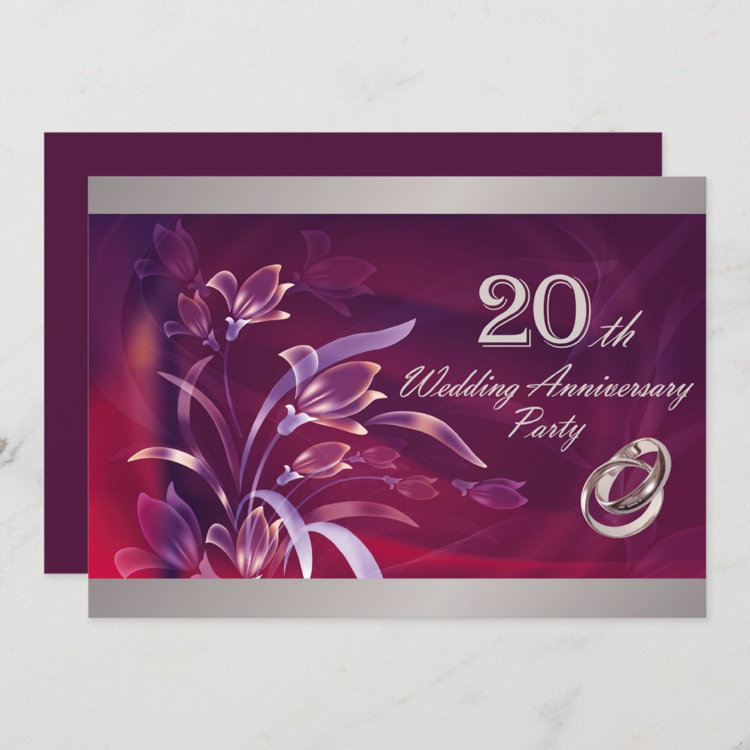 20th Wedding Anniversary Party Invitations Zazzle