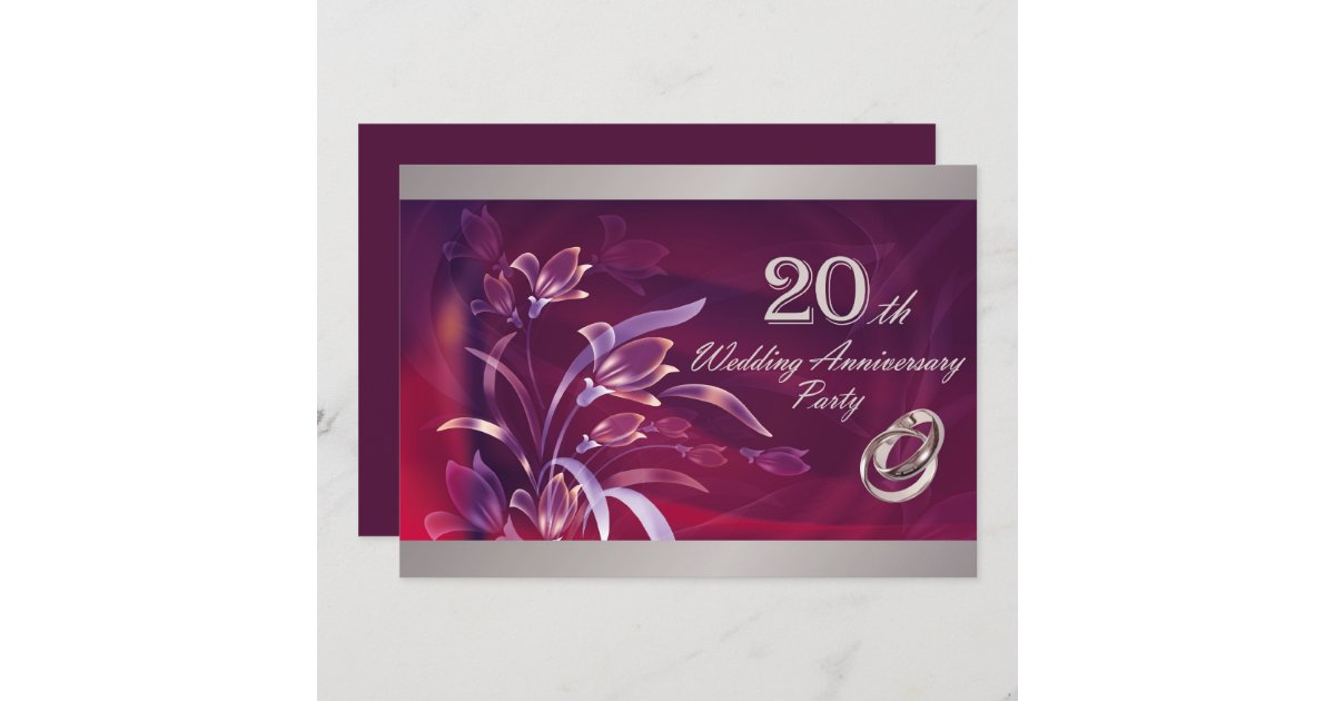 20th Wedding Anniversary Party Invitations | Zazzle