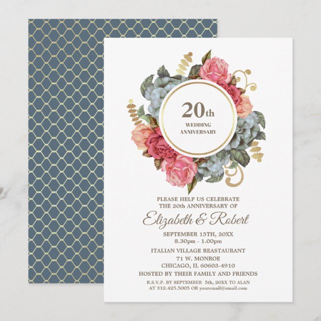 20th Wedding Anniversary Party Invitations (Front/Back)