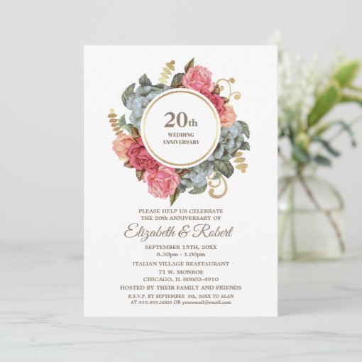 20th Wedding Anniversary Party Invitations | Zazzle