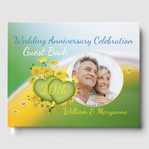 20th Wedding Anniversary Party Yellow Flowers Guest Book