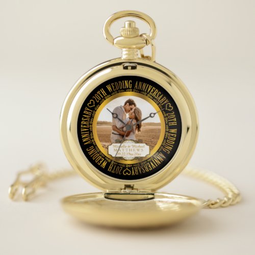 20th Wedding Anniversary Photo Keepsake Pocket Watch