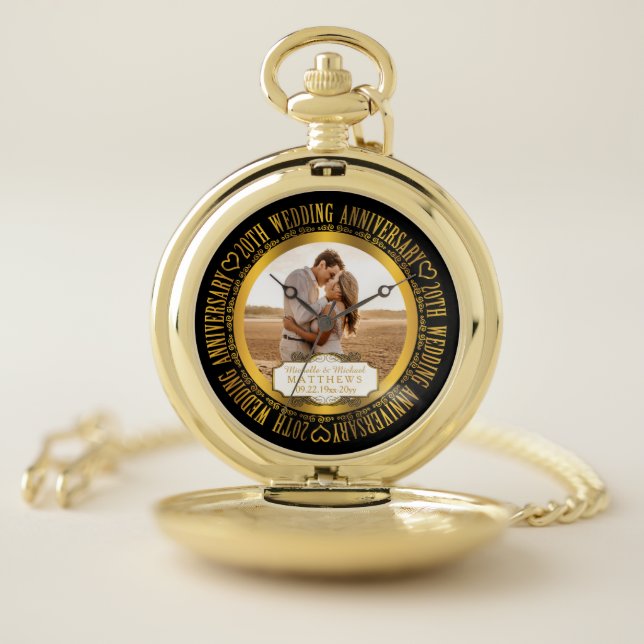 20th Wedding Anniversary Photo Keepsake Pocket Watch (Inside)