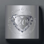 20th Wedding Anniversary Platinum Heart Emblem Plaque<br><div class="desc">This faux relief heart emblem and medallion text gives at once a stately,  regal and meaningful design in honor of their 20th anniversary milestone.</div>