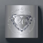 20th Wedding Anniversary Platinum Heart Emblem Plaque<br><div class="desc">This faux relief heart emblem and medallion text gives at once a stately,  regal and meaningful design in honor of their 20th anniversary milestone.</div>