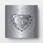 20th Wedding Anniversary Platinum Heart Emblem Plaque