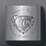 20th Wedding Anniversary Platinum Heart Emblem Plaque<br><div class="desc">A lovely plaque with your 20th wedding anniversary milestone honored with my original 3D heart emblem and medallion typography. Beautiful and affordable, what could be better?!</div>