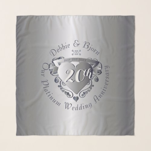 20th Wedding Anniversary Platinum Heart Emblem Scarf