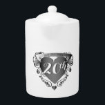 20th Wedding Anniversary Platinum Heart Emblem Teapot<br><div class="desc">This is an achievement; 20 years of matrimony and it deserves aknowlegement so why not boldly say it with my platinum 3D emblem proudly displaying their 20th wedding anniversary!</div>