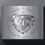 20th Wedding Anniversary Platinum Horizontal Plaque<br><div class="desc">A lovely plaque with your 20th wedding anniversary milestone honored with my original  3D heart emblem and medallion typography. Beautiful and affordable,  what could be better?!</div>