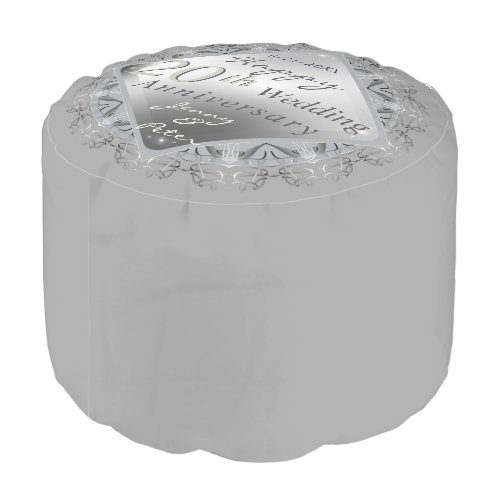 20th Wedding Anniversary Platinum Pouf