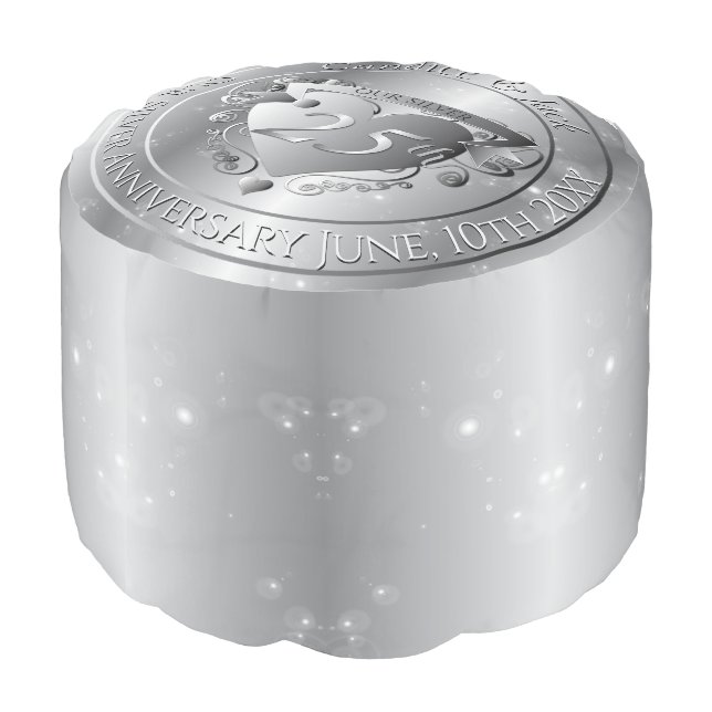 20th Wedding Anniversary Platinum Pouf (Angled Back)