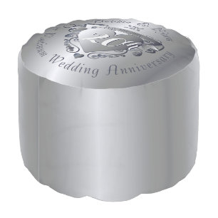 20th Wedding Anniversary Platinum Pouf