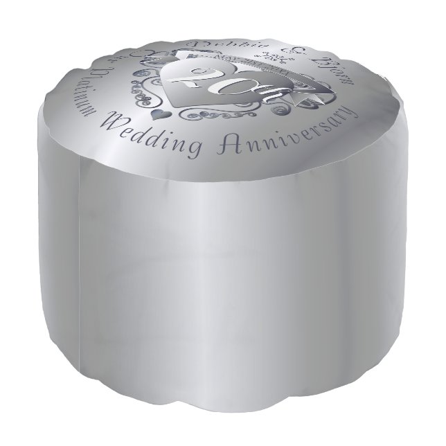 20th Wedding Anniversary Platinum Pouf (Angled Back)
