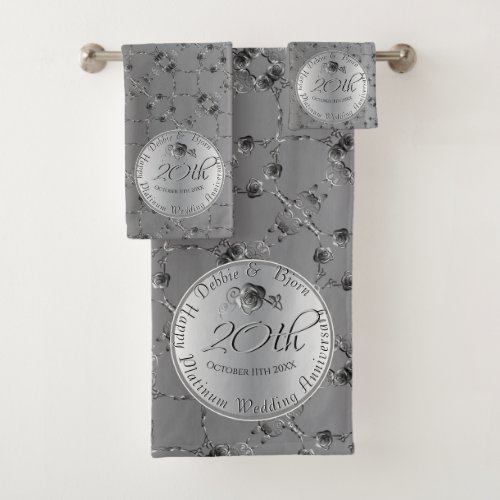 20th Wedding Anniversary Rose Towel