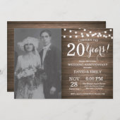 20th Wedding Anniversary Rustic Wood Invitation (Front/Back)
