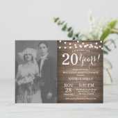 20th Wedding Anniversary Rustic Wood Invitation (Standing Front)