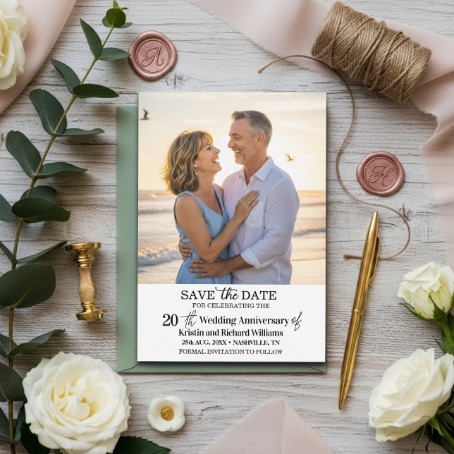 20th Wedding Anniversary Save the Date Photo Note Card (Creator Uploaded)