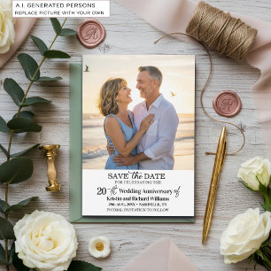 20th Wedding Anniversary Save the Date Photo Note Card